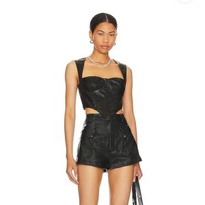 Revolve Ezra Faux Leather Top in Black
